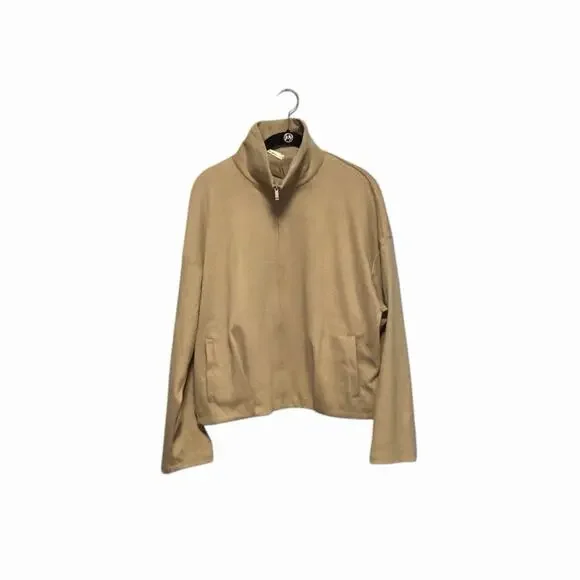 OGL Herringbone Textured Full Zip Jacket Tan NWT Size Large